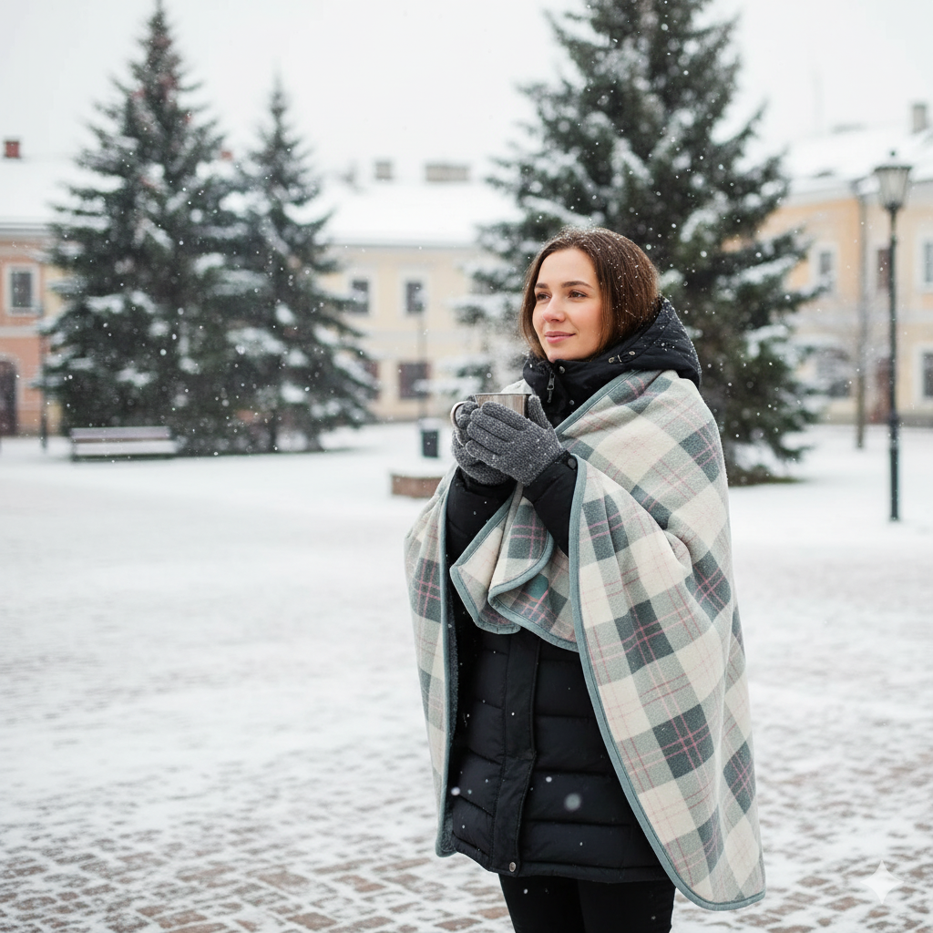 CozyWear Flannel Shawl Blanket Hoodie