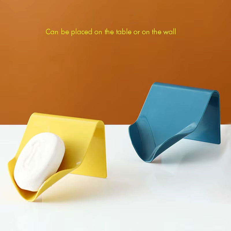 Wall Mounted Soap Dish Drain Soap Holder for Bathroom Self Adhesive Soap Dish Plastic Soap Container Bathroom Accessories